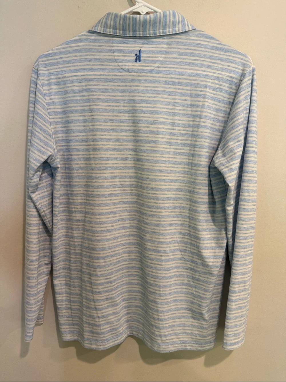 johnnie-O Kids Preppy Classic Long Sleeve Polo in Light Blue and White Stripe 14